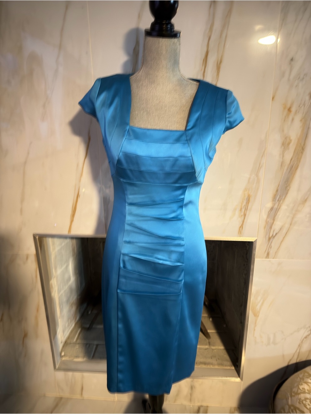 Jax Teal Square-Neck Midi Dress